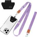 OUTXE Phone Lanyard - 4 Pads, 1 Adjustable Neck Strap, 1 Wrist Strap, Nylon Phone Lanyard Compatible with All Smartphone- Mystic Purple