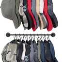 Mkono Hat Rack for Wall Baseball Cap Organizer Hanger with 20 Hooks Modern Metal Hat Holder Wall-Mounted Caps Display for Closet Door Bedroom Entryroom Laundry, Set of 2 Black (Small)