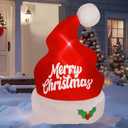 Juegoal Christmas Inflatables Outdoor Decorations, 5FT Inflatable Xmas Hat, Lighted Blow Up Giant Red Hat with Built in LED Lights, Light Up Holiday Winter Roof Lawn Yard Garden Decor