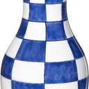 Blue and White Flower Vase, 11 Inch Tall Ceramic Vase in Wide Mouth Plain Pattern, Large Retro Chinoiserie Vase Decor Side Table Centerpiece Mantel Living Room Bookshelf Antique Grand Millennial Decor