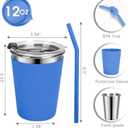 Kids Cups with Straws and Lids, 5 Pack 12oz Spill Proof Toddlers Straw Cup with Lid, Stainless Steel Kid Cups with Lids for School, Outdoor, Multicolor