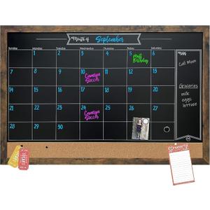 Loddie Doddie Framed Magnetic Chalkboard Calendar - 36 in x 24 in Alloy Steel Frame - Magnet Display for Photos & Notes - Chalkboard Calendar for Wall Organization - Menu Board for Kitchen Meals