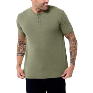 INTO THE AM Henley Shirts for Men - Premium Casual Short Sleeve Fitted Modern Fit T-Shirt, Large