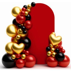 LEBENGURU Upgraded 5FT Wedding Arch Cover, Red Spandex Fitted Arch Backdrop Cover, Round Top Chiara Stand Covers for Birthday Party Baby Shower Banquet Balloon Decor