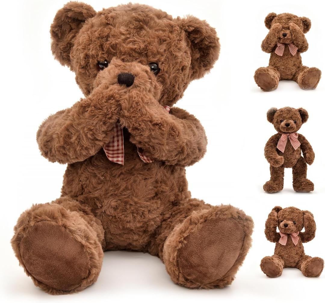 20" Posed Teddy Bear Stuffed Animal Cute Plush Toy for Girl Kids (Dark Brown)