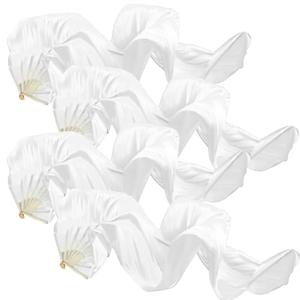 Beeveer 2 Pcs Women Silk Belly Dance Fan Veils 5.9ft Faux Silk Bamboo Long Fans Veil Dance National Dancing for Praise Worship Church School Performances, Left and Right
