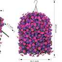 Artificial Flowers Baskets for Outdoor Decoration, Fake Hanging Plants Silk Dark Purple Fuchsia Daisy Mums Trailing Vines in Planter Realistic UV Resistant for Balcony Porch Decor