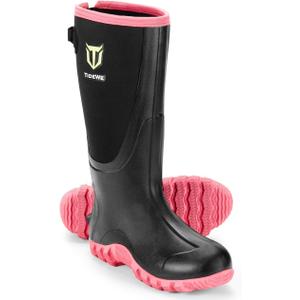 TIDEWE Rubber Boots for Women with Steel Shank, Waterproof Rain Boots Multi-Season, 6mm Neoprene Sturdy Rubber Outdoor Hunting Boots Next Camo G2 (Pink & Green)  7