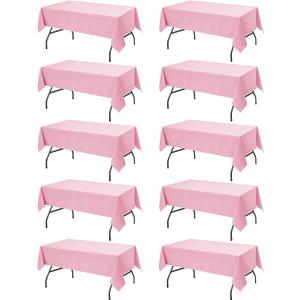10-Pack Pink Tablecloths for Rectangle Tables, 60 x 102 Inches, Stain-Resistant Polyester Fabric for 6 Foot Tables - Washable Table Covers for Weddings, Banquets, Birthday Parties, Events