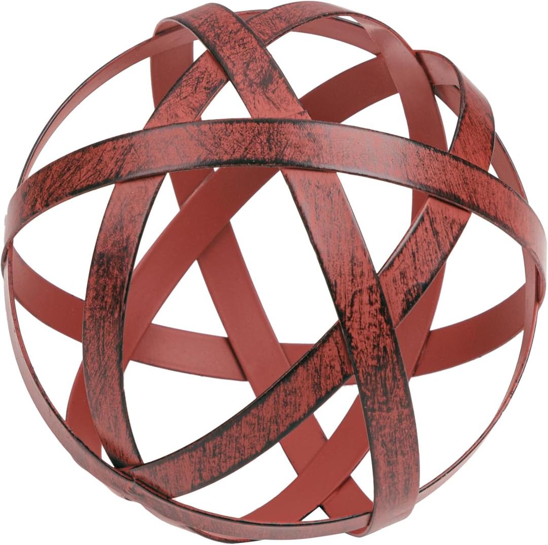Everydecor Metal Decorative Sphere for Home Decor - Decorative Balls for Shelves, Centerpiece Bowls, Bookshelf - Decoration Orbs Accents for Living Room, Bedroom - Distressed Red Shelf Spheres (4.5 Inch) Everydecor Metal Decorative Sphere for Home Decor - Decorative Balls for Shelves, Centerpiece Bowls, Bookshelf - Decoration Orbs Accents for Living Room, Bedroom - Distressed Red Shelf Spheres (4.5 Inch)
