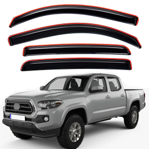 KitsPro in-Channel Side Window Rain Guards for 2016-2023 Toyota Tacoma (ONLY FIT Double Cab), Gloss Black Window Deflectors Vent Visors, Set of 4