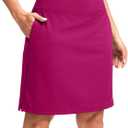 G Gradual 20" Golf Skorts Skirts for Women with 7 Pockets Knee Length Skort Athletic Modest Long Tennis Skirts for Women (Medium, Rosy)