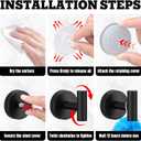 4 Pack Suction Cup Hooks for Shower - Stainless Steel Towel Hooks for Bathroom, Removable Shower Hooks for Bathroom Mirror Window Glass Wall Robe Looafh, Waterproof, Black