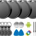 Air Tags for Android,Air Tags-4 Pack Android,Air Tracker Tags with 4 Case,2 Year Battery Life,Google Find Trackers for Google'S Find Hub App,IP65 Waterproof Luggage Air Tracker Tag for Keys, Black-4