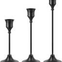 Black Candlestick Holders Taper Candle Holders, Set of 3 Vintage Candle Sticks Holder Decor Used as Fireplace Mantel or Table Centerpieces for Wedding, Dinning, Party
