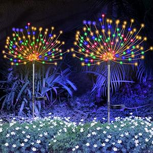 YOTOZU Only 1 PCS Solar Firework Light, Outdoor Solar Garden Decorative Lights 120 LED Powered 40 Copper Wires String DIY Landscape Light for Pathway (Multi-Color)