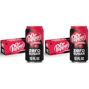Dr Pepper Cherry Zero Sugar Soda, 12 fl. oz. Cans, 12 Pack, NO BBD FOUND