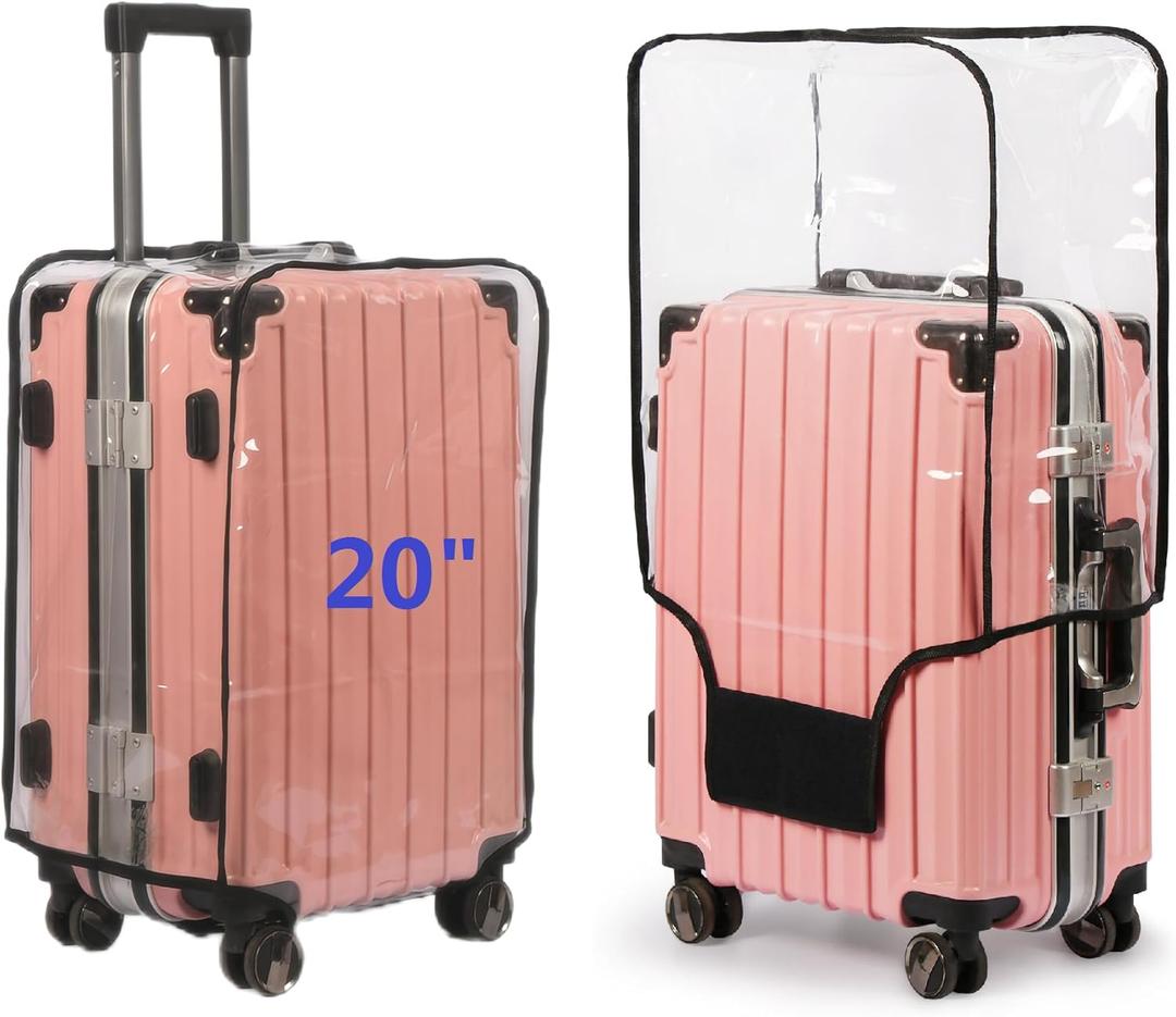 Clear PVC Suitcase Cover - Thick, Transparent, Waterproof & Dustproof - Wheeled Luggage Protector (20")