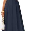 ZESICA Women Summer Sleeveless Midi Dresses 2026 Elegant Boat Neck A Line Tie Waist Spring Cocktail Party Dress M