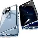 Anti Peeping Case for iPhone 15 Pro Max, Jonwelsy 360 Degree Front and Back Privacy Tempered Glass Cover, Anti SPY Screen, Anti Peep Magnetic Adsorption Metal Bumper