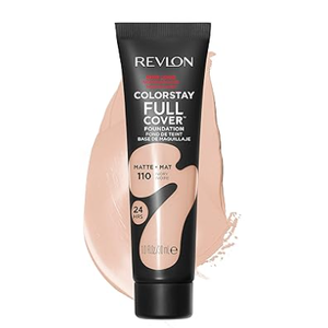 Revlon ColorStay Full Cover Longwear Matte Foundation, Heat & Sweat Resistant Lightweight Face Makeup, Ivory (110), 1.0 oz