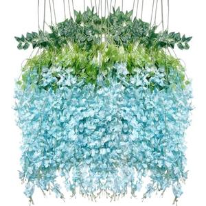 WONICE Artificial Flowers Hanging Flowers, Fake Wisteria Flower Garland Silk Vines Rattan String Decor for Home Wedding Arch Wall Garden Greenery Bedroom Outdoor Office Party Decoration (36, Blue)