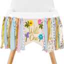 2 x Wildflower High Chair Banner - Floral "Wild One" First Birthday Decor for Girls, Spring Theme Highchair Garland, 1st Birthday Party Decoration, Baby Shower Photo Backdrop (Light Pink)