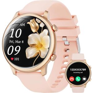 Smart Watches for Men Women Android Phones iPhone Compatible[Make&Answer Calls/Full Screen NO Black-Circle],1.39'' Round Sports Watch Fitness Tracker Sleep/Heart Rate Monitor/Pedometer,DIY Dials