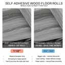 Wood Grain Peel and Stick Floor Tiles 11.8 Width, Full Roll Length of 118" Versatile Design for Any Space, Grey Self Adhesive Vinyl Flooring, Waterproof and Non-Slip Features