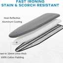 Small Ironing Board Cover 13"x43", RAINHOL Iron Board Replacement Cover and Pad, Thick Felt Padding, Scorch Resistant 100% Cotton, Heat Reflective, Elastic Edge, Grey