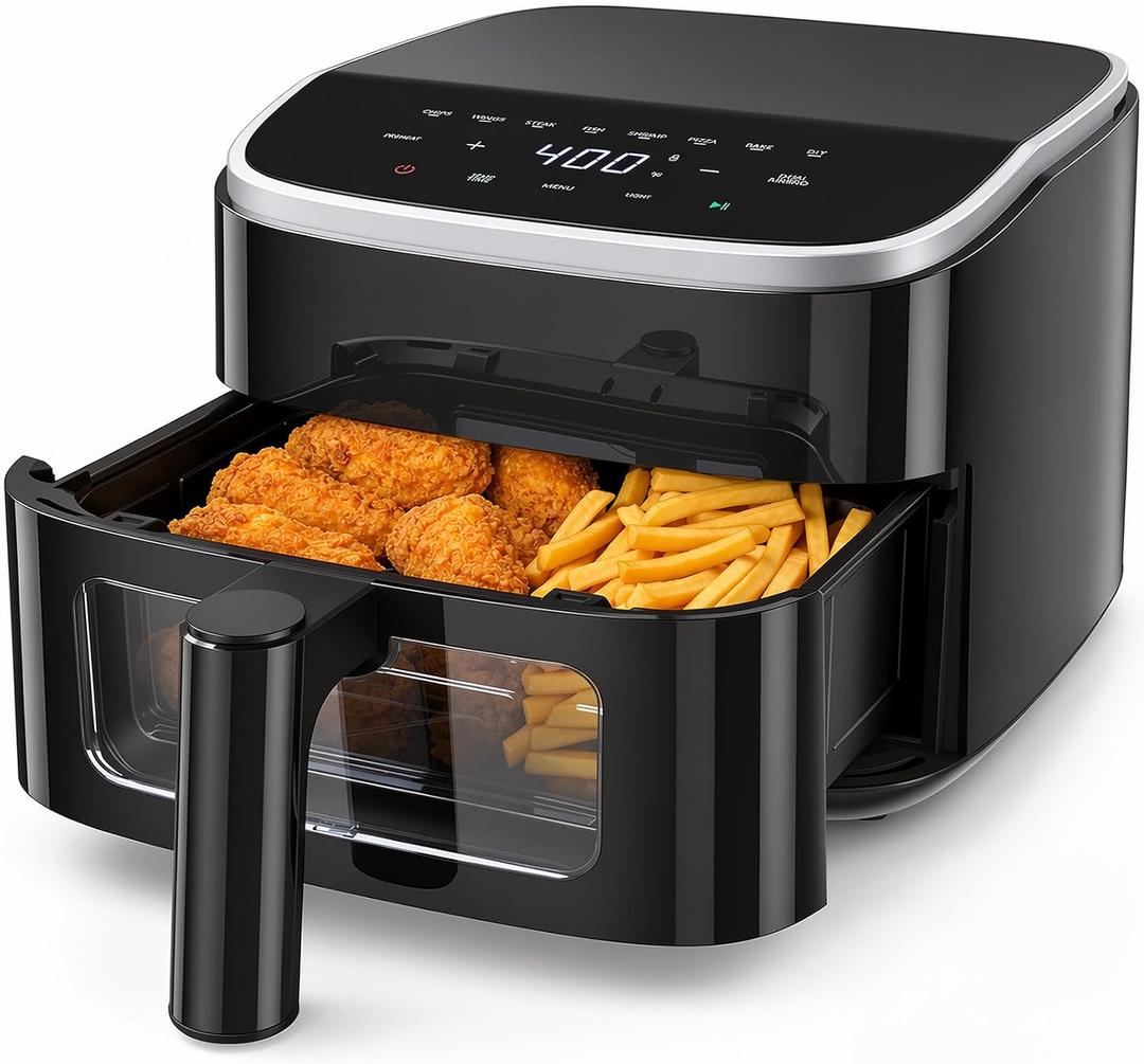 OLIXIS 4QT Air Fryer with Visible Window, 1500W Digital Touchscreen Air Fryer with 8 Presets, Auto Shut Off & Nonstick Dishwasher Safe Basket, 60-Min Timer, Max 400°F
