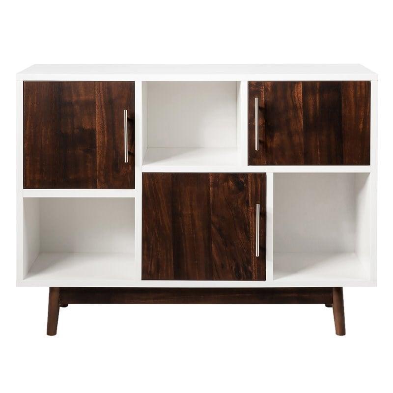 Contemporary Pine Wood Side Board with Door & Shelf in White