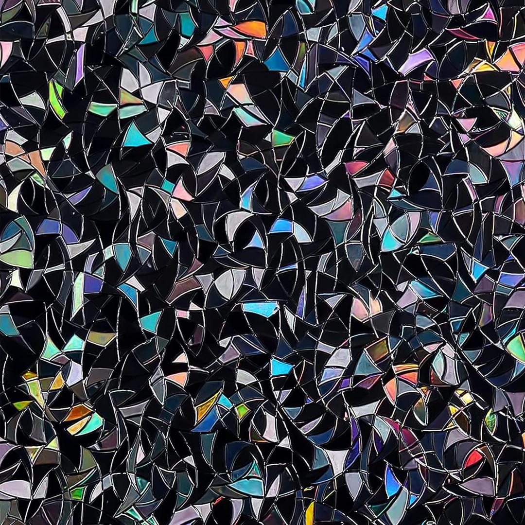 QHY Sunshine Total Blackout Window Film Privacy Frosted Glass Window FilmBlack Window Tint No Glue Detachable, no Marks, Suitable for Repeated use (Black Rainbow, 35.4 in X 78.7 in)