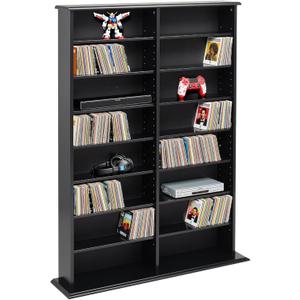 Prepac 2 Column Display Cabinet Media Storage, Double Width Wall, Black (38.75" Wide)