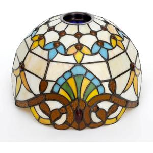JIQHOHX Baroque Lamp Shade Replacement, 12X7 Inch Stained Glass Lampshades, Only 1-5/8-Inch Fitter Opening for Arched Floor Lamp Torchiere Lamp Pendant Light Ceiling Lamp,Blue(Yellow)