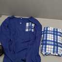 FLYCURVY Women's Pajama Sets 2 Piece Long Sleeve Sleepwear Soft Pj Set Loungewear Plaid Pjs with Pockets XS-L Blue