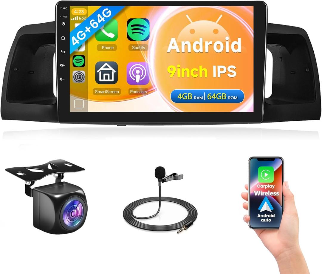 4G+64G Car Radio for Toyota Corolla ex 2007-2012, Rimoody Car Stereo Android Carplay Android Auto GPS Navigation 9 Inch Touch Screen Mirror Link WiFi DSP Bluetooth FM RDS SWC Backup Camera