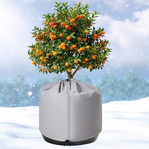 Plant Winter Protection Pot, Plant Pot Covers,Plant Pot Wrap, Flower Pot Protection Bag with Drawstring and Zipper, Anti-frost Winter Pots Wrap for Winter Trees Potted Plants Shrubs (1, 27.6" X 25.6")