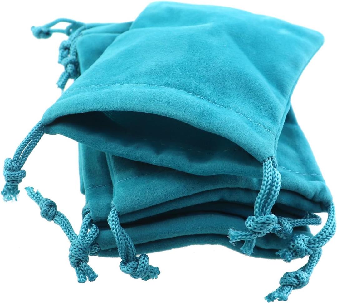 30PCS Aqua Blue Velvet Drawstring Jewelry Pouch 7x9cm Mini Gift Bag for Storing Snacks Soap Cosmetics Chocolate Candle