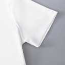 Girl's Drop Shoulder Letter Star Print Tee Tops Loose Short Sleeve Crew Neck T Shirts (White)