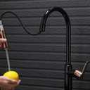 Black and Pink Gold Kitchen Faucet, Kitchen Faucet with Pull Down Sprayer, High Arc Single Handle Single Hole Pull Out Kitchen Sink Faucet(The Deck Plate is NOT Included)