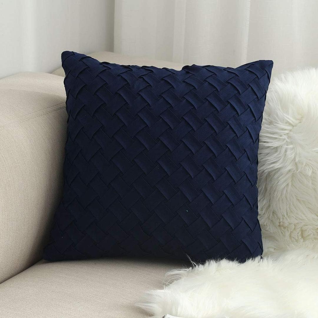  Vctops Basket Weave Pattern for Couch Sofa Car (navy, 18x18")