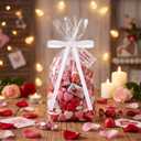 48 Pcs Glitter Velvet Bows for Valentine's Day Decorations Sparkle Valentine Bow for Gift Wrapping 5 x 7 Inch Premade Twist Tie Velvet Bows Ribbon Ornament 3/8'' Wide for Wreaths Decor(White)