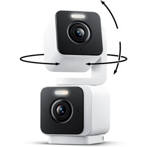 WYZE Duo Cam Pan Indoor/Outdoor IP65 2K 360 Pan/Tilt Smart Home Security Camera with Color Night Vision, Compatible with Alexa & Google Assistant, White