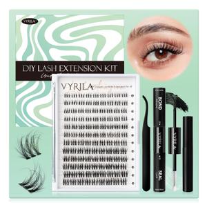 Lash Clusters Kit 0.05mm Individual Lashes, 3D Wispy Lashes, 0.1mm Super Thin Band Resuable Natural Lashes,D Curl Faux Mink Lashes,108pcs Lash Extension (Green Soul-D-0.05-8-16mix-Kit)