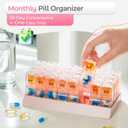 Monthly Pill Organizer 2 Times a Day, one Month Pill Box AM PM, 30 Day Pill Case Small Compartments to Hold Vitamin and Travel Medicine Organizer, 31 Day Pill Organizer, 4 Week Pill Cases Pink