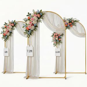(7.2FT, 6.6FT, 6FT) Gold Metal Arch Backdrop Stand for Weddings, Birthdays & Garden Decor, Semicircle Frame, Sturdy Powder-Coated Metal, Easy to Assemble, Indoor & Outdoor Use