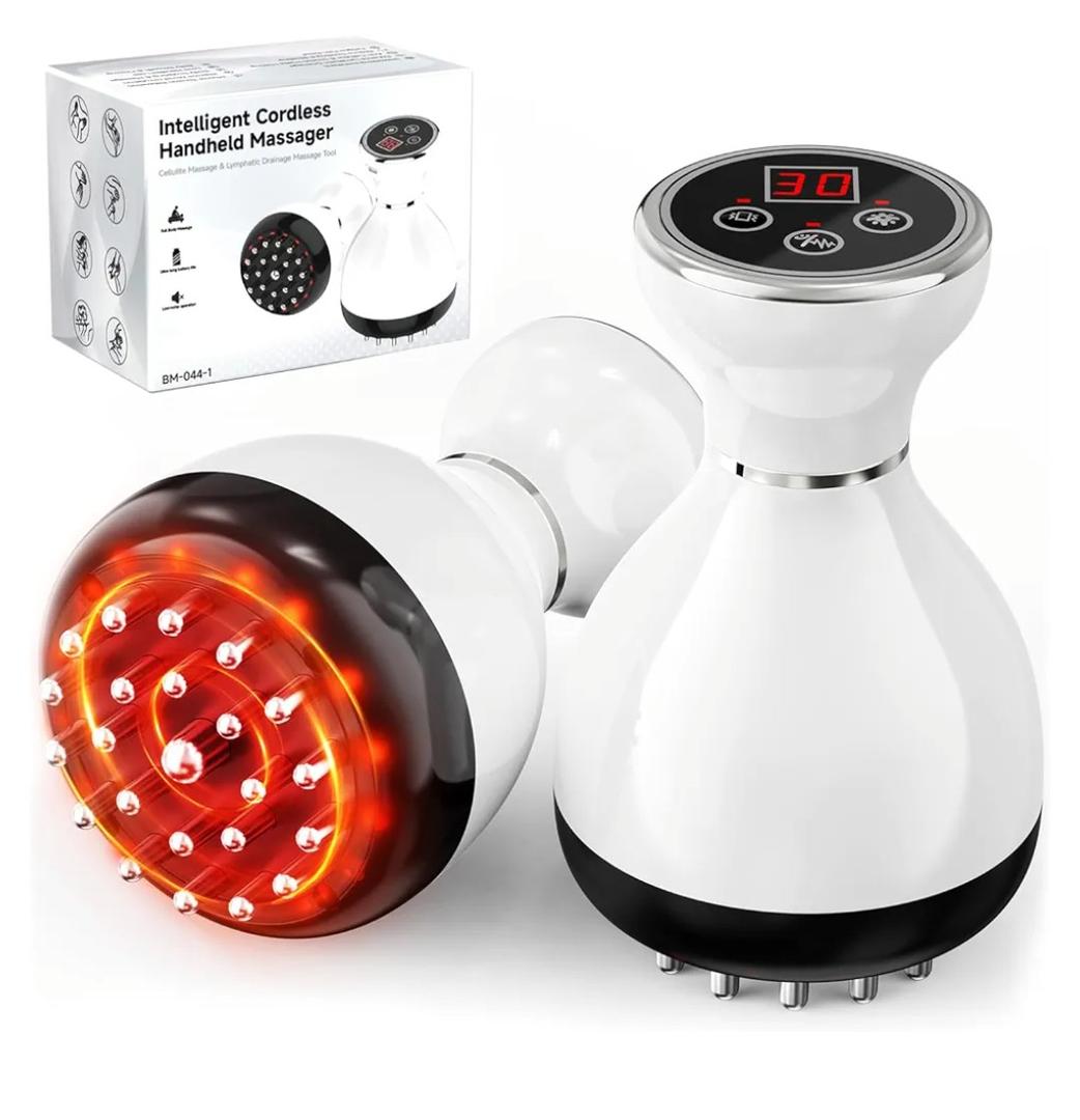 Lymphatic Drainage Massager & Anti Cellulite Massage Tool, Helps Reduce Stretch Marks & Cellulite, for Legs, Arms & Belly, Body Sculpting Machine with Microcurrent & Red-Light & Heat & Vibration