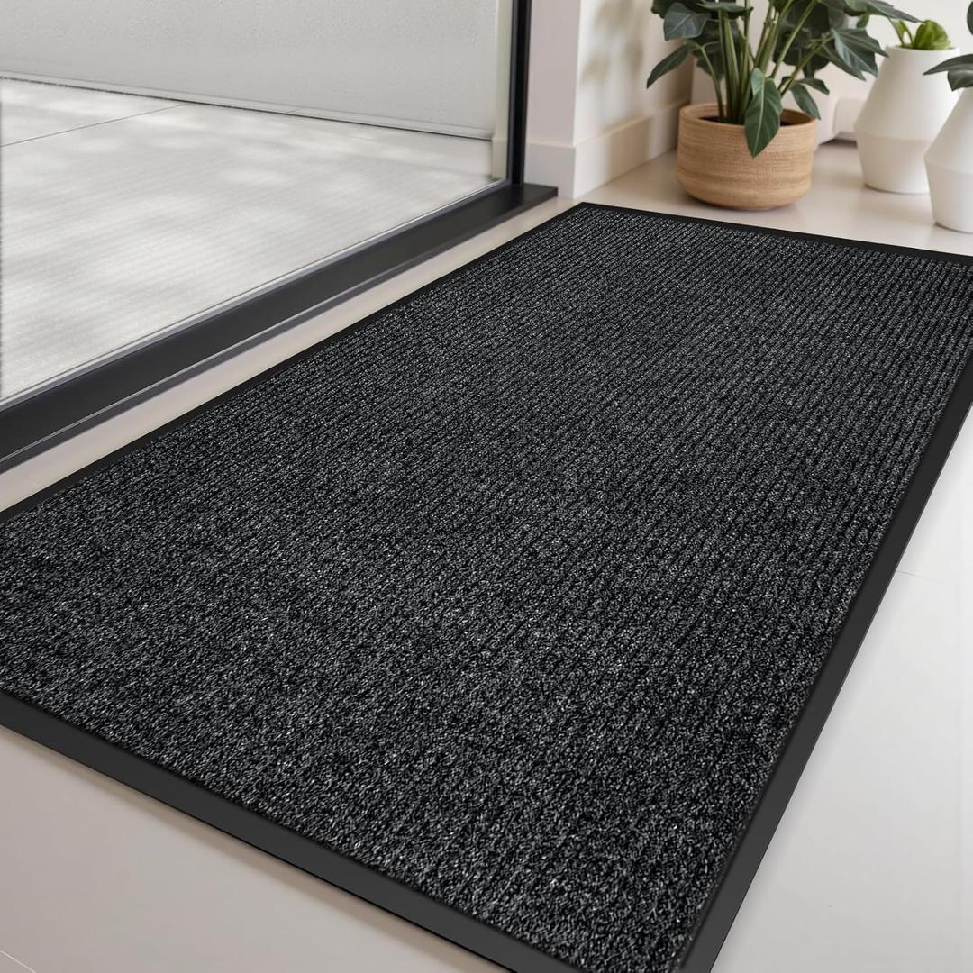 Vicwe Indoor Outdoor Door Mat, 3'x4' Heavy Duty Front Door Mat, Non-Slip Washable Doormats Entrance Mats, Dirt Resistant and Absorbent Doormat, Commercial Outdoor Entrance Floor Mat for Home Office (Dark Grey)