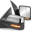 MOSTPLUS Towing Mirror Compatible with 2004-2014 Ford F150 F-150 Power Heated Mirror w/Puddle Light, Sequential Turn Light, Dural Beam (Chrome)